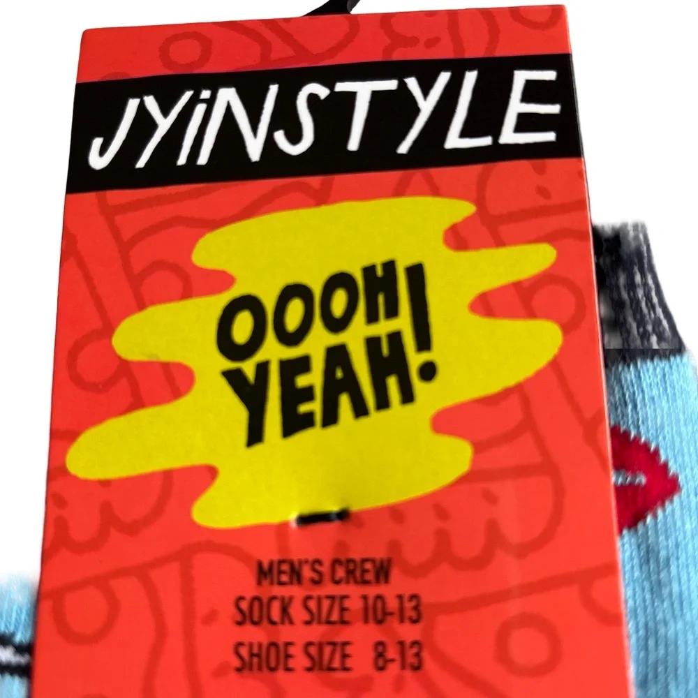 Men's Fun Blue Crew Socks with Donkey Design, Size 8-13 (3 for $12 item)